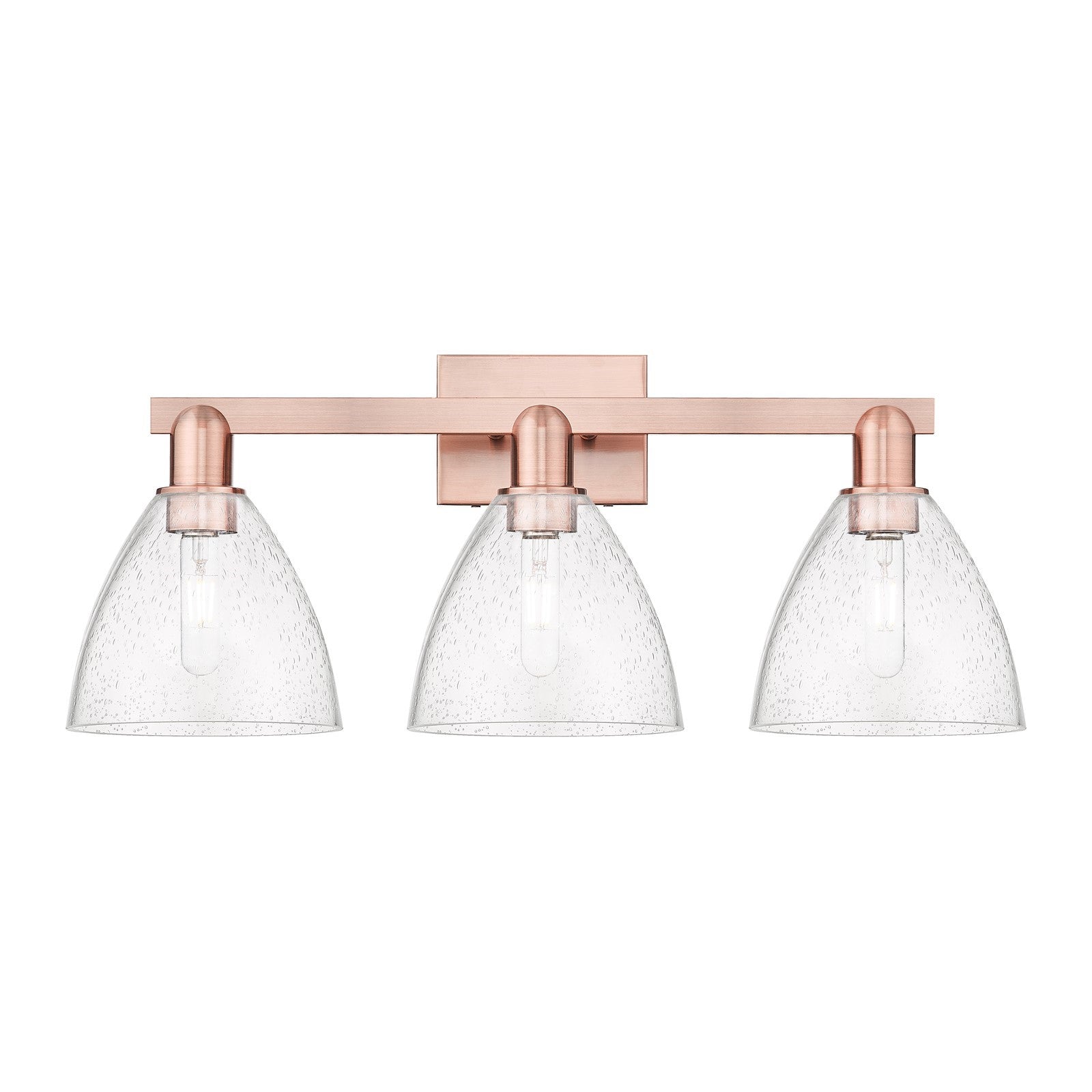 Innovations Bristol 27in 3-Light Bath Vanity | Industrial Antique Copper Steel and Seedy Glass | Bathroom Vanity | 26.5 x 8.25 x | Model 716-3W-AC-GBD-754