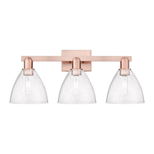 Innovations Bristol 27in 3-Light Bath Vanity | Industrial Antique Copper Steel and Seedy Glass | Bathroom Vanity | 26.5 x 8.25 x | Model 716-3W-AC-GBD-754