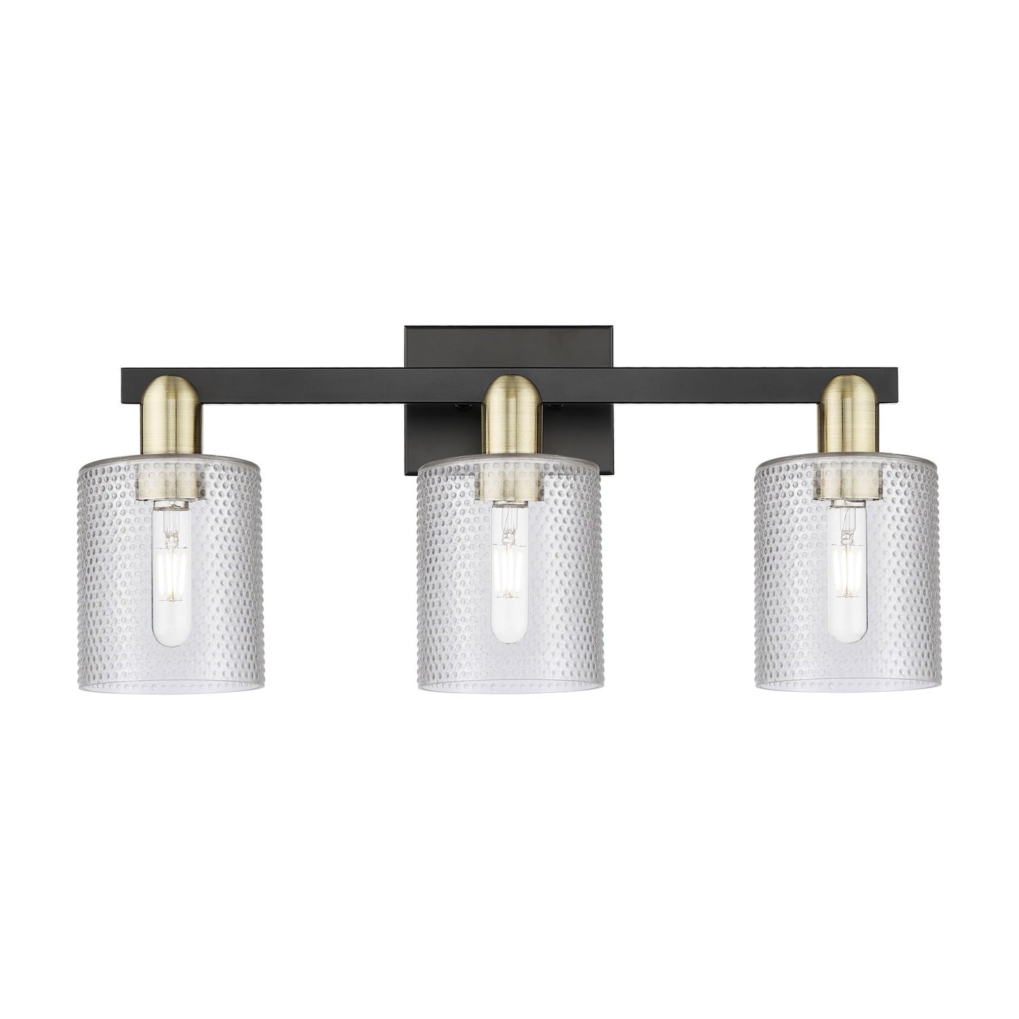 Innovations Cobbleskill 24in 3-Light Bath Vanity Light | Industrial Black Antique Brass and Clear Glass | Bathroom Vanity | 24 x | Model 716-3W-BAB-G112