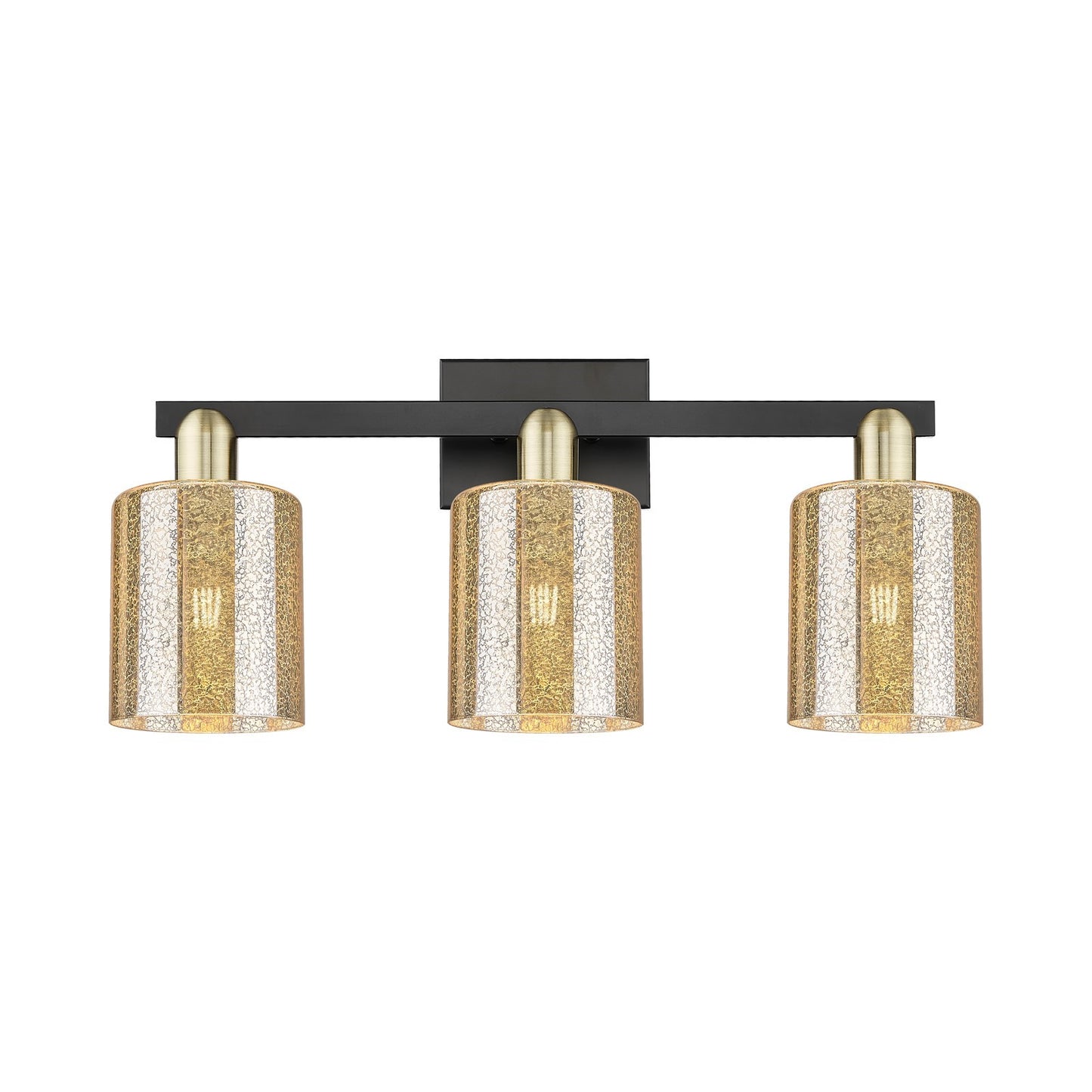 Innovations Cobbleskill 24in 3-Light Bath Vanity Light | Industrial Black Antique Brass and Mercury Glass | Bathroom Vanity | 24 x | Model 716-3W-BAB-G116