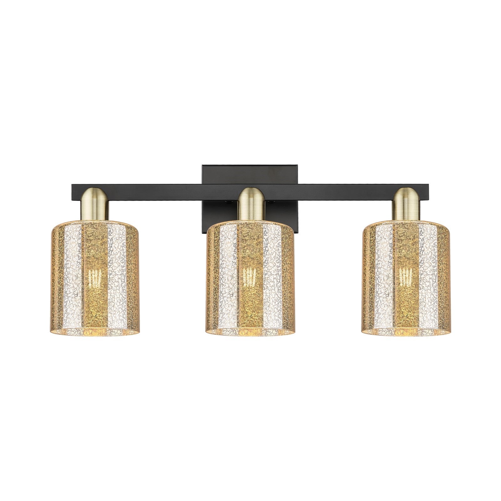 Innovations Cobbleskill 24in 3-Light Bath Vanity Light | Industrial Black Antique Brass and Mercury Glass | Bathroom Vanity | 24 x | Model 716-3W-BAB-G116