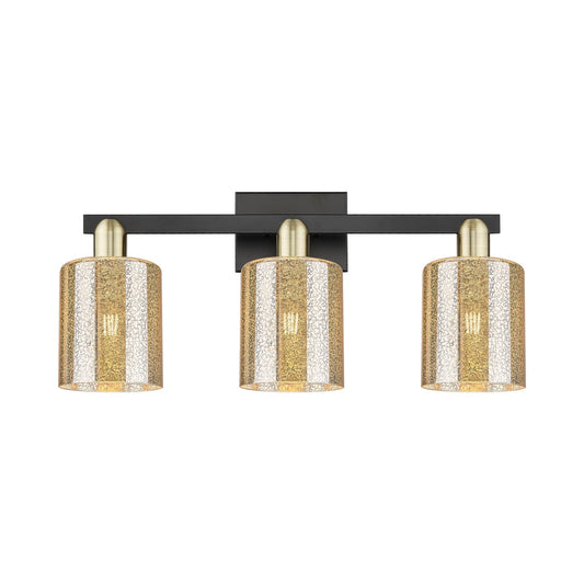 Innovations Cobbleskill 24in 3-Light Bath Vanity Light | Industrial Black Antique Brass and Mercury Glass | Bathroom Vanity | 24 x | Model 716-3W-BAB-G116
