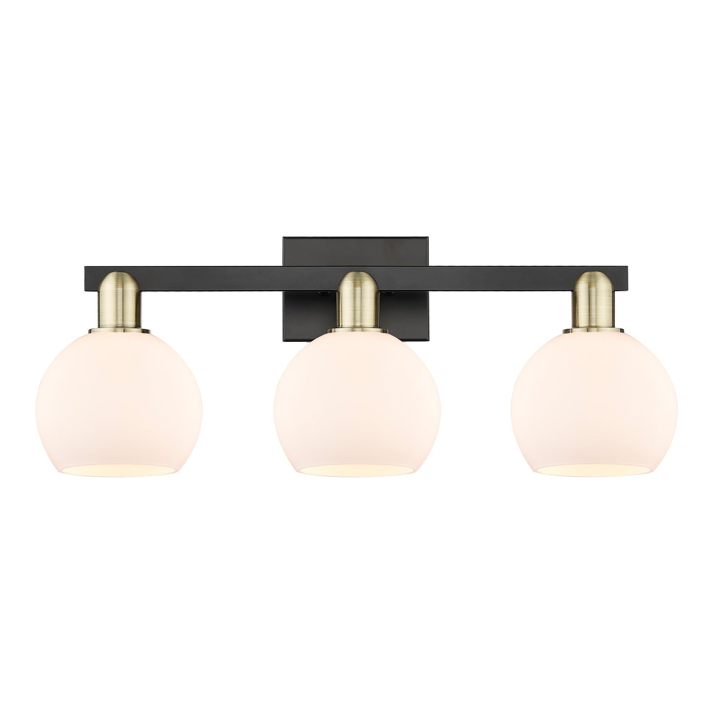 Innovations Athens 25in 3-Light Bath Vanity Light | Industrial Black Antique Brass and Matte White Glass | Bathroom Vanity | Model 716-3W-BAB-G121-6