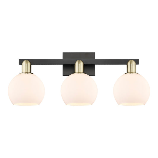 Innovations Athens 25in 3-Light Bath Vanity Light | Industrial Black Antique Brass and Matte White Glass | Bathroom Vanity | Model 716-3W-BAB-G121-6