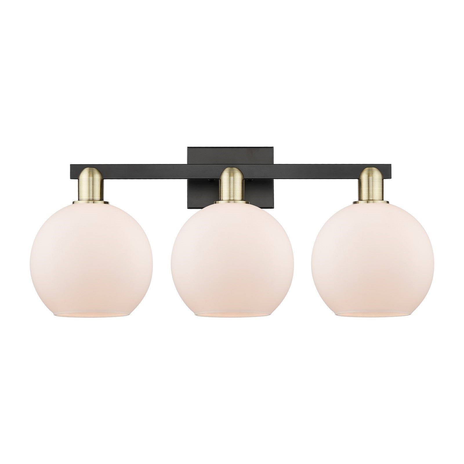 Innovations Athens 27in 3-Light Bath Vanity Light | Industrial Black Antique Brass and Matte White Glass | Bathroom Vanity | 27 | Model 716-3W-BAB-G121-8