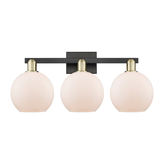 Innovations Athens 27in 3-Light Bath Vanity Light | Industrial Black Antique Brass and Matte White Glass | Bathroom Vanity | 27 | Model 716-3W-BAB-G121-8
