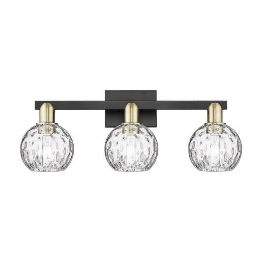 Innovations Athens Water Glass 25in 3-Light Bath Vanity Light | Industrial Black Antique Brass and Clear Glass | Bathroom | Model 716-3W-BAB-G1215-6