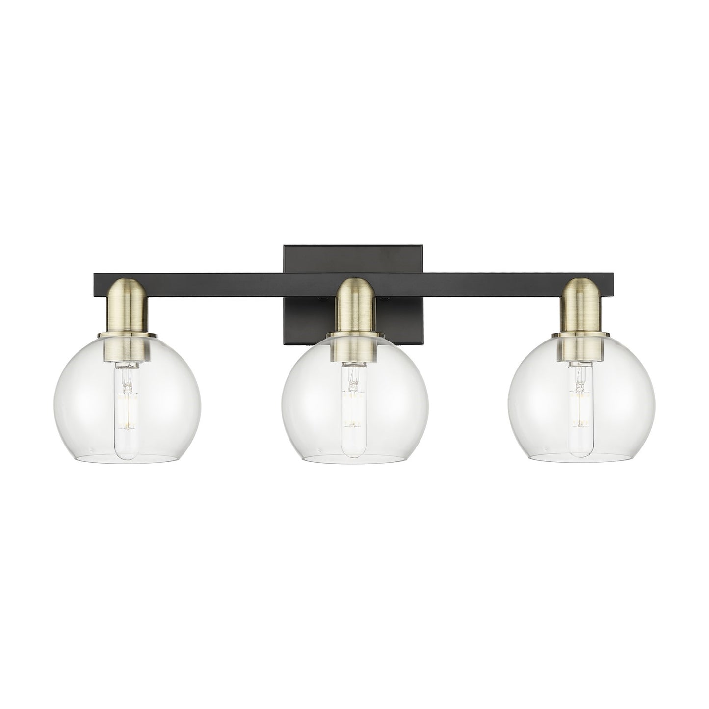 Innovations Athens 25in 3-Light Bath Vanity Light | Industrial Black Antique Brass and Clear Glass | Bathroom Vanity | 24.88 x | Model 716-3W-BAB-G122-6