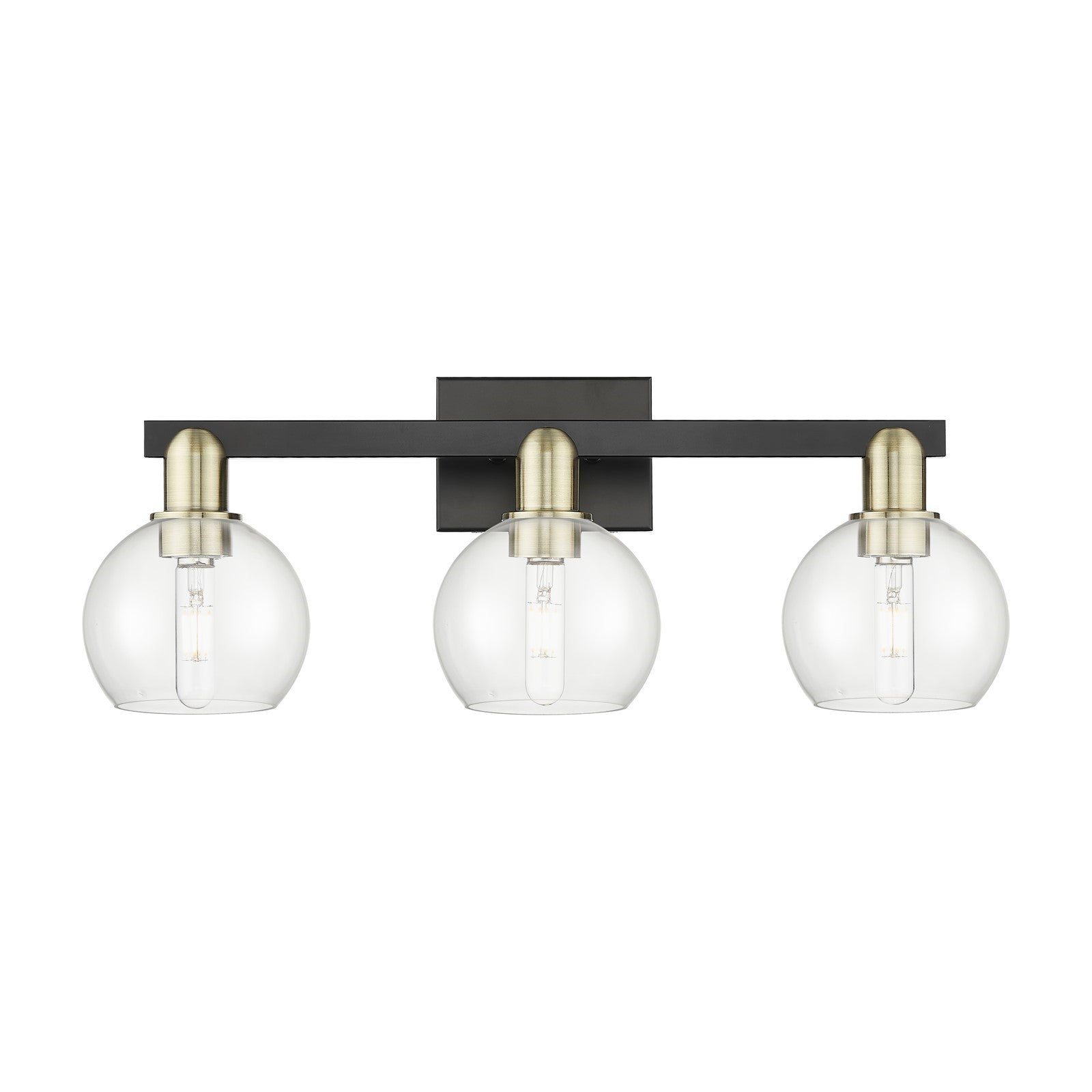 Innovations Athens 25in 3-Light Bath Vanity Light | Industrial Black Antique Brass and Clear Glass | Bathroom Vanity | 24.88 x | Model 716-3W-BAB-G122-6