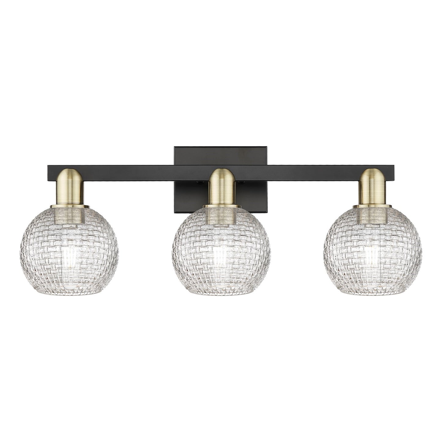 Innovations Athens 25in 3-Light Bath Vanity Light | Industrial Black Antique Brass and Clear Basket Weave Glass | Bathroom | Model 716-3W-BAB-G122C-6CL