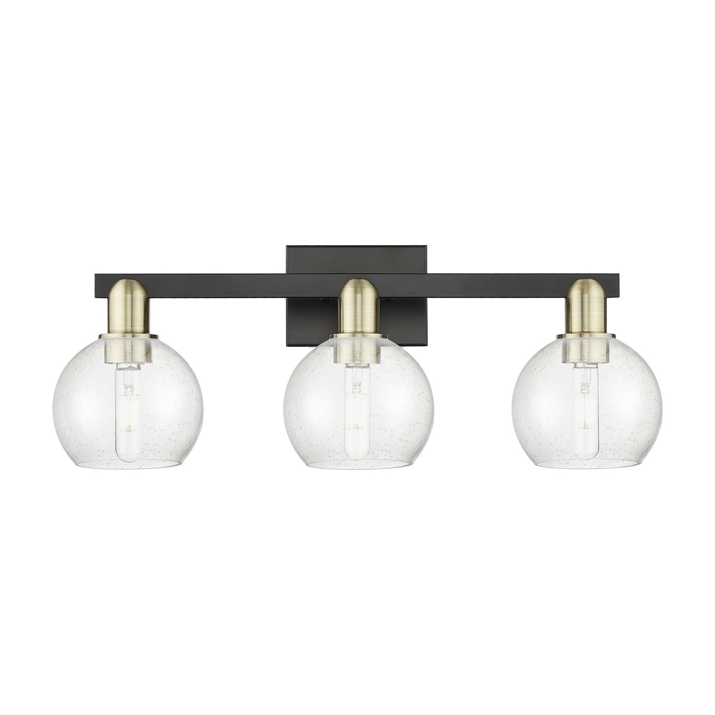 Innovations Athens 25in 3-Light Bath Vanity Light | Industrial Black Antique Brass and Seedy Glass | Bathroom Vanity | 24.88 x | Model 716-3W-BAB-G124-6