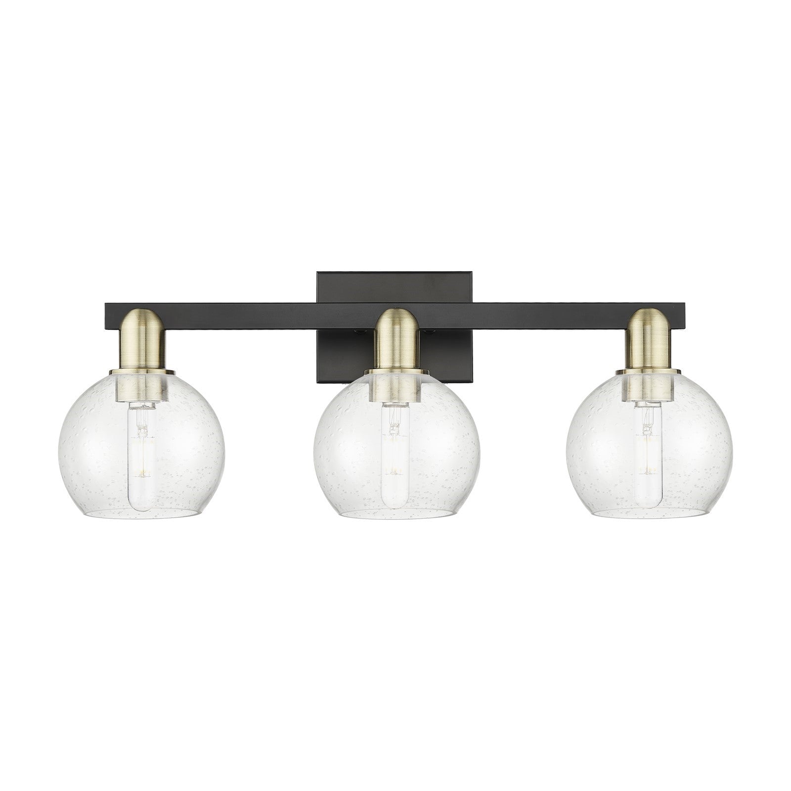 Innovations Athens 25in 3-Light Bath Vanity Light | Industrial Black Antique Brass and Seedy Glass | Bathroom Vanity | 24.88 x | Model 716-3W-BAB-G124-6