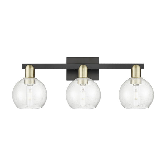 Innovations Athens 25in 3-Light Bath Vanity Light | Industrial Black Antique Brass and Seedy Glass | Bathroom Vanity | 24.88 x | Model 716-3W-BAB-G124-6
