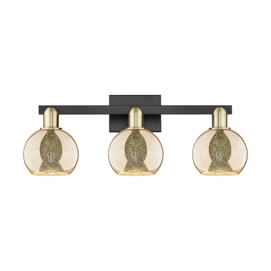 Innovations Athens 24in 3-Light Bath Vanity Light | Industrial Black Antique Brass and Mercury Glass | Bathroom Vanity | 23.88 x | Model 716-3W-BAB-G128-6