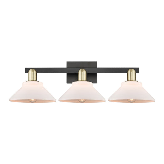 Innovations Orwell 27in 3-Light Bath Vanity Light | Industrial Black Antique Brass and Matte White Glass | Bathroom Vanity | 27.38 | Model 716-3W-BAB-G131