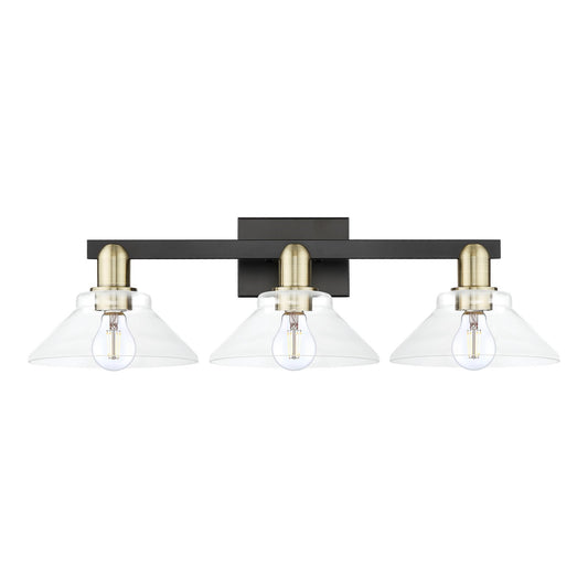 Innovations Orwell 27in 3-Light Bath Vanity | Industrial Black Antique Brass and Clear Glass | Bathroom Vanity Light | 27.38 x | Model 716-3W-BAB-G132