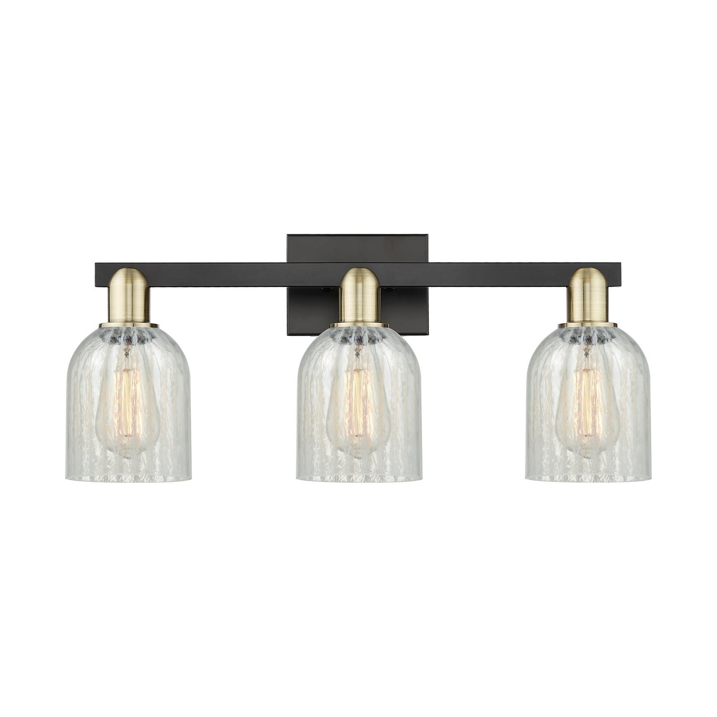 Innovations Caledonia 24in 3-Light Bath Vanity | Industrial Black Antique Brass and Mouchette Glass | Bathroom Vanity Light | 24 | Model 716-3W-BAB-G2511