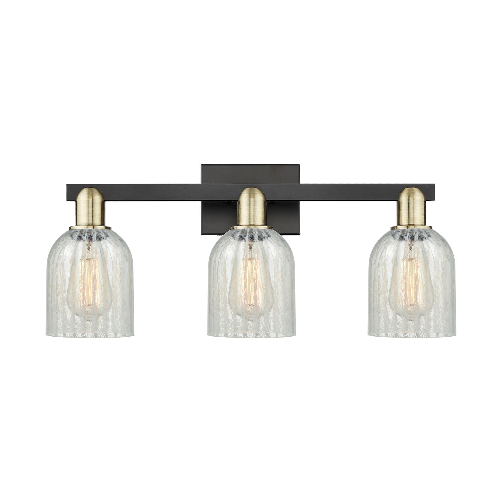 Innovations Caledonia 24in 3-Light Bath Vanity | Industrial Black Antique Brass and Mouchette Glass | Bathroom Vanity Light | 24 | Model 716-3W-BAB-G2511
