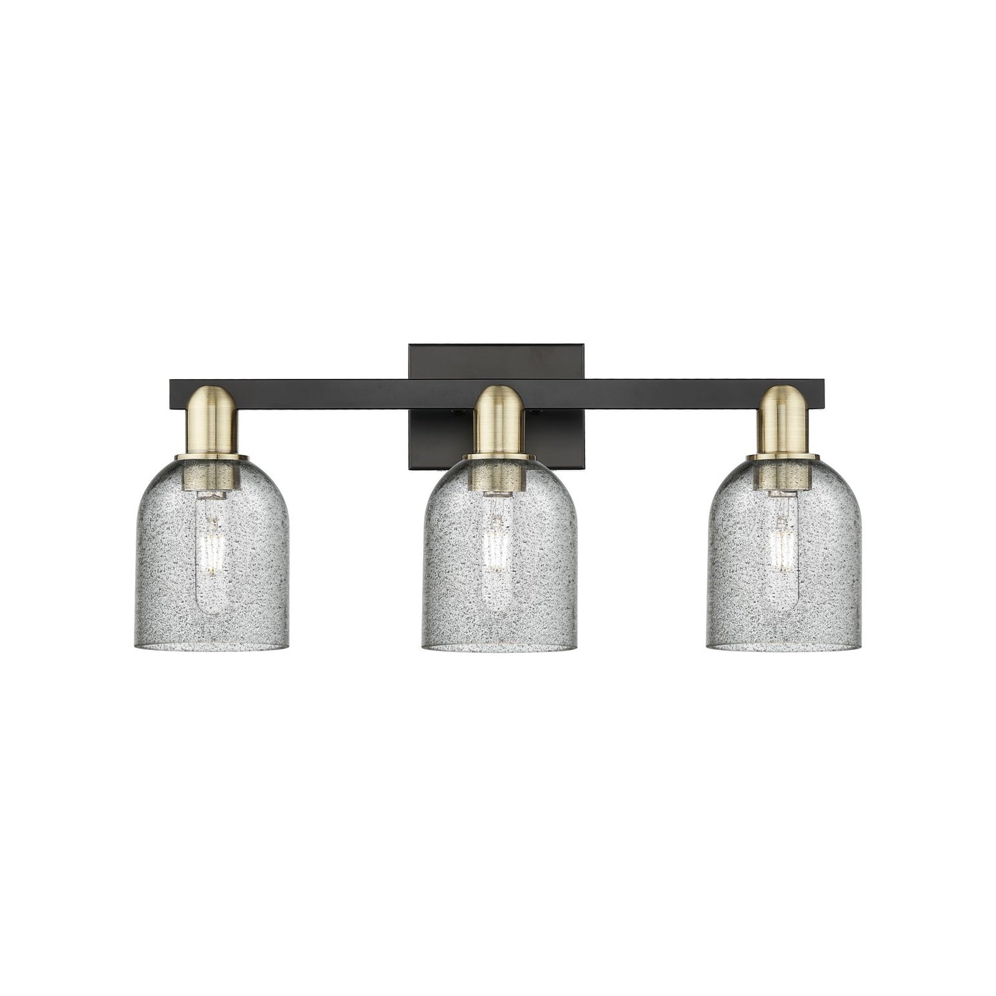 Innovations Caledonia 24in 3-Light Bath Vanity Light | Industrial Black Antique Brass and Charcoal Glass | Bathroom Vanity | 24 x | Model 716-3W-BAB-G257
