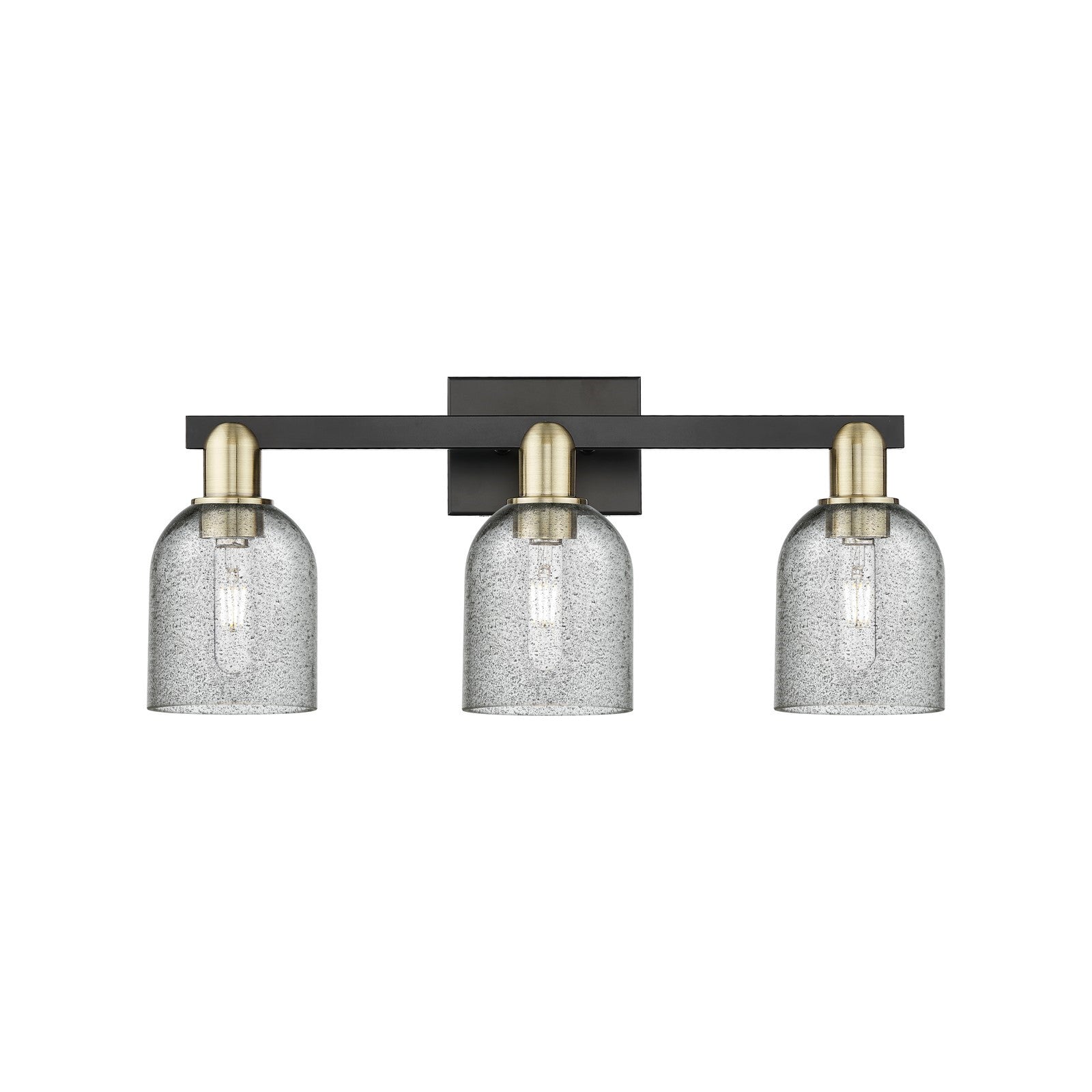 Innovations Caledonia 24in 3-Light Bath Vanity Light | Industrial Black Antique Brass and Charcoal Glass | Bathroom Vanity | 24 x | Model 716-3W-BAB-G257