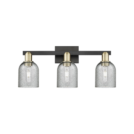 Innovations Caledonia 24in 3-Light Bath Vanity Light | Industrial Black Antique Brass and Charcoal Glass | Bathroom Vanity | 24 x | Model 716-3W-BAB-G257
