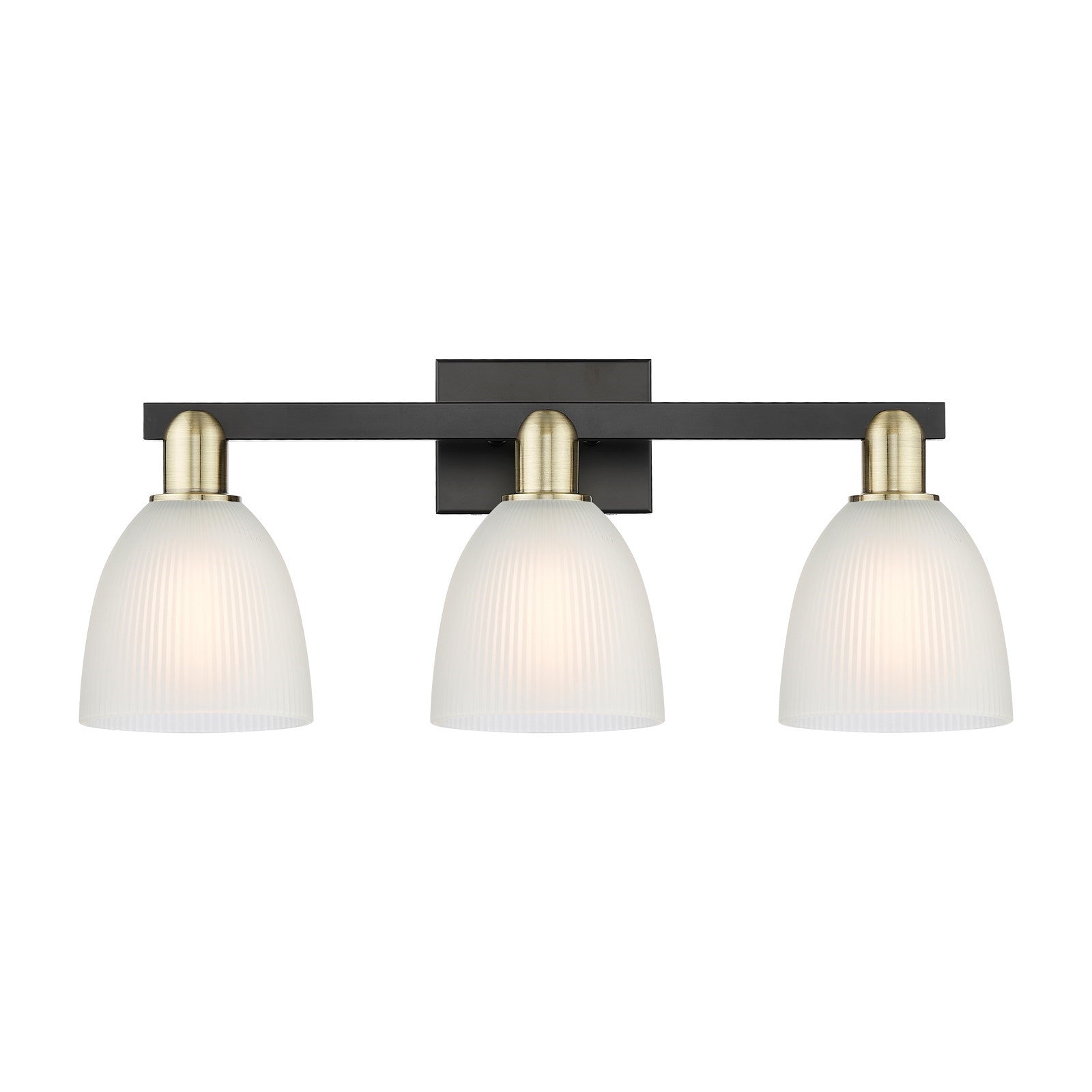 Innovations Castile 25in 3-Light Bath Vanity Light | Industrial Black Antique Brass and White Glass | Bathroom Vanity | 25 x 10.75 | Model 716-3W-BAB-G381