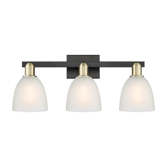Innovations Castile 25in 3-Light Bath Vanity Light | Industrial Black Antique Brass and White Glass | Bathroom Vanity | 25 x 10.75 | Model 716-3W-BAB-G381
