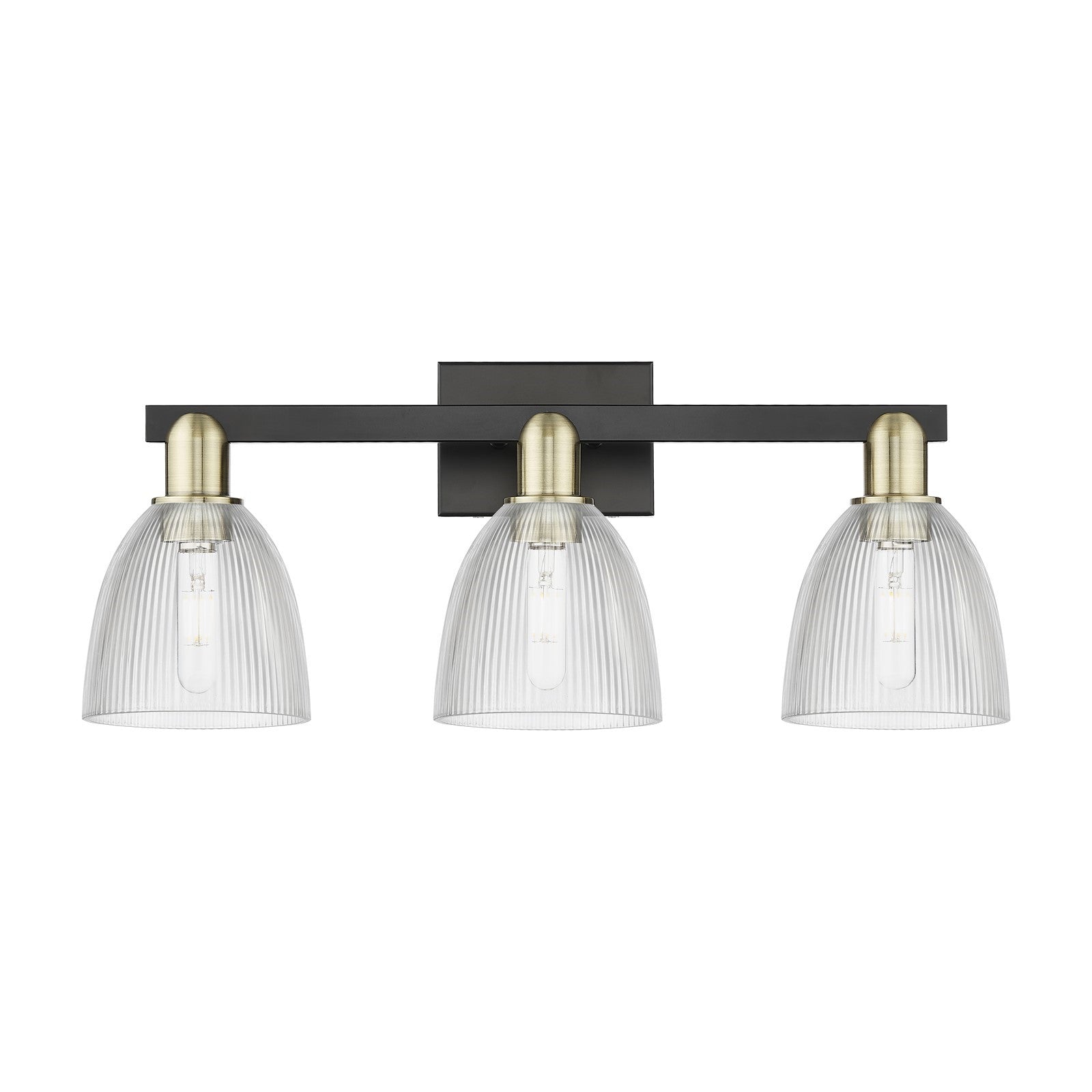 Innovations Castile 25in 3-Light Bath Vanity Light | Industrial Black Antique Brass and Clear Glass | Bathroom Vanity | 25 x 10.75 | Model 716-3W-BAB-G382
