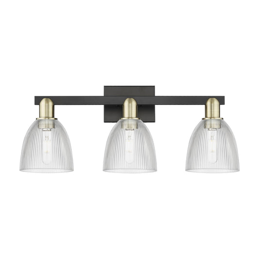 Innovations Castile 25in 3-Light Bath Vanity Light | Industrial Black Antique Brass and Clear Glass | Bathroom Vanity | 25 x 10.75 | Model 716-3W-BAB-G382