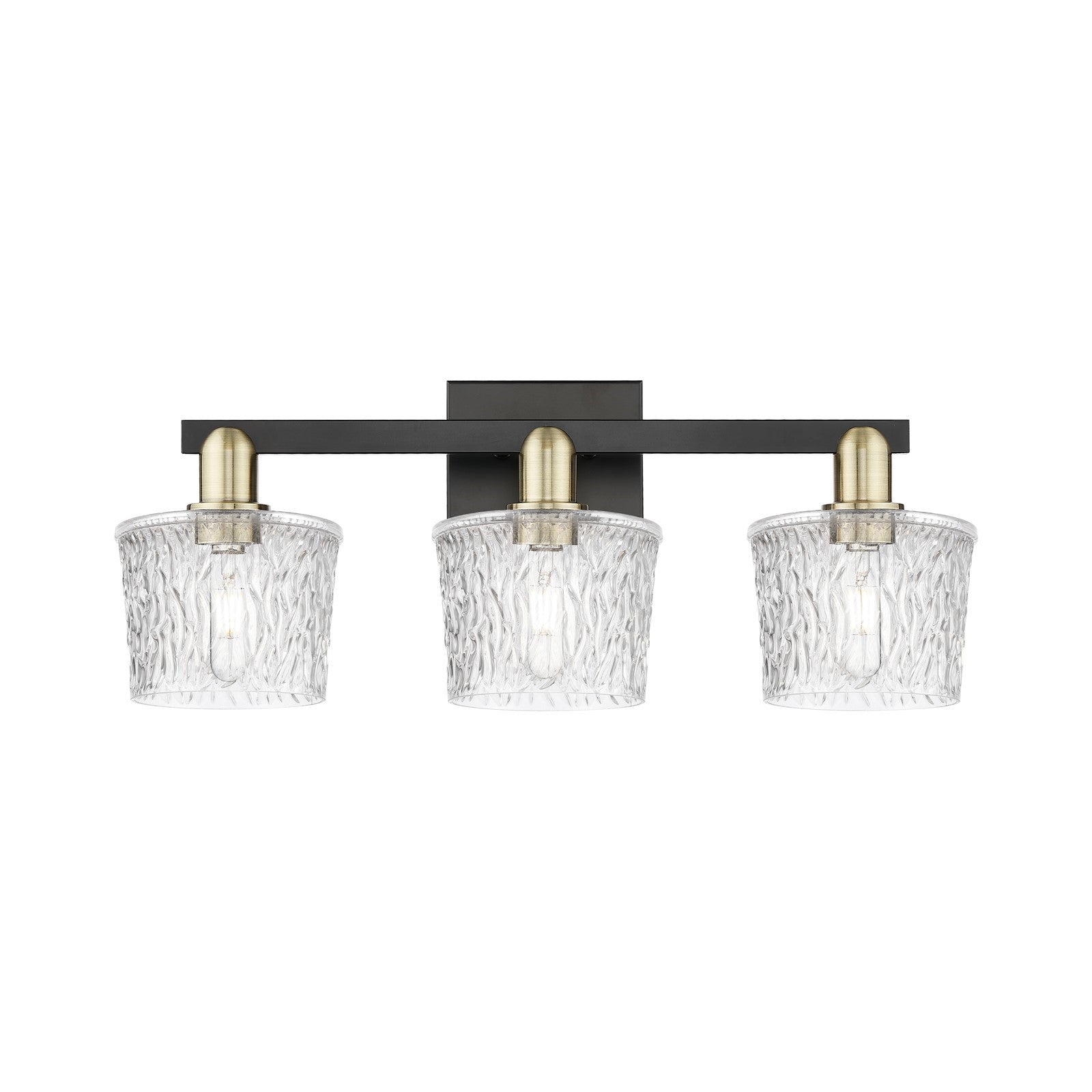 Innovations Niagara 26in 3-Light Bath Vanity | Industrial Black Antique Brass and Clear Glass | Bathroom Vanity Light | 25.5 x | Model 716-3W-BAB-G402