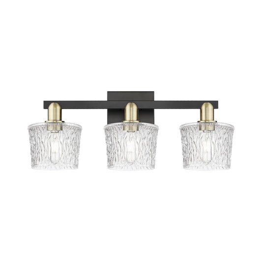 Innovations Niagara 26in 3-Light Bath Vanity | Industrial Black Antique Brass and Clear Glass | Bathroom Vanity Light | 25.5 x | Model 716-3W-BAB-G402