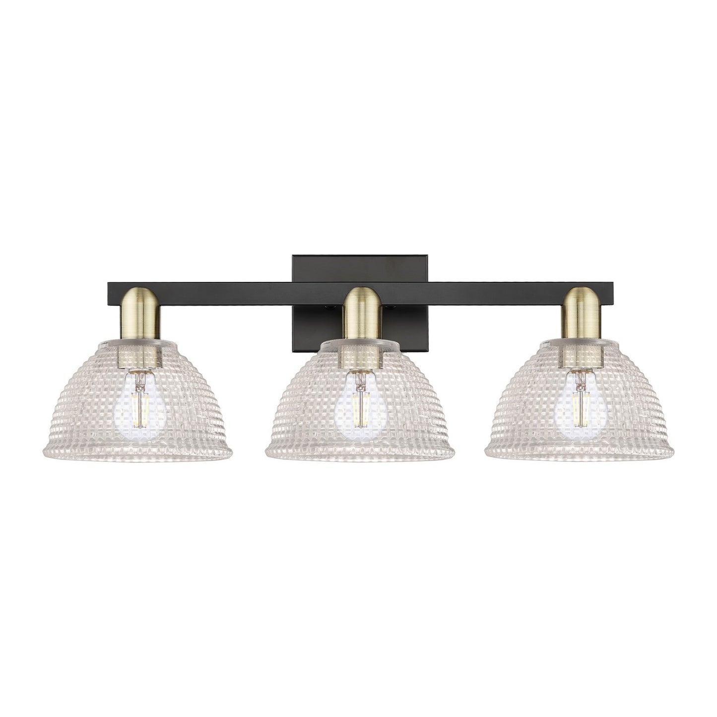 Innovations Arietta 27in 3-Light Bath Vanity Light | Industrial Black Antique Brass and Clear Glass | Bathroom Vanity | 27 x 9.75 | Model 716-3W-BAB-G422