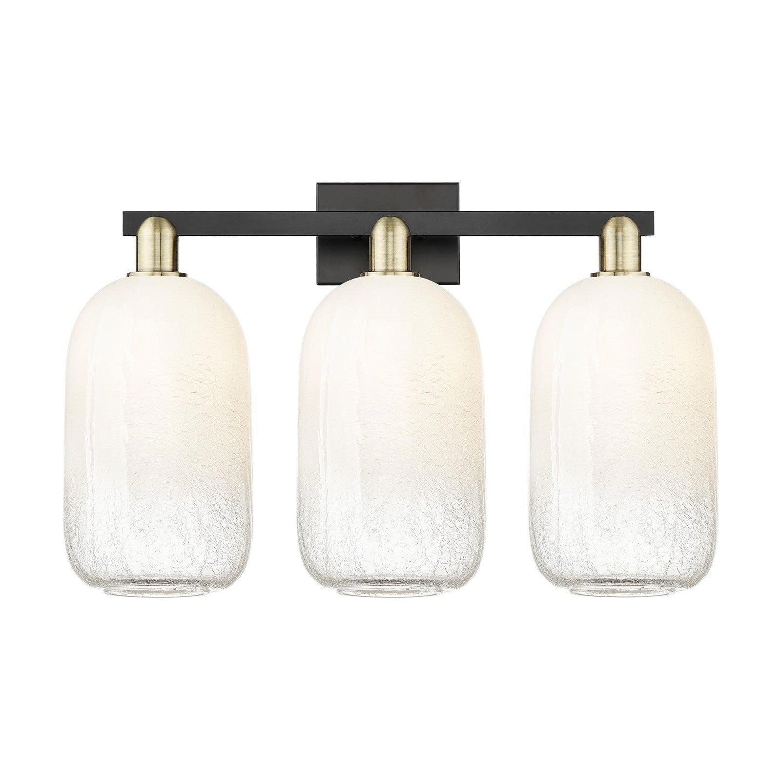 Innovations Brookhaven Cloche 26in 3-Light Bath Vanity Light | Industrial Black Antique Brass and Opal Glass | Bathroom Vanity | Model 716-3W-BAB-G482-7OP