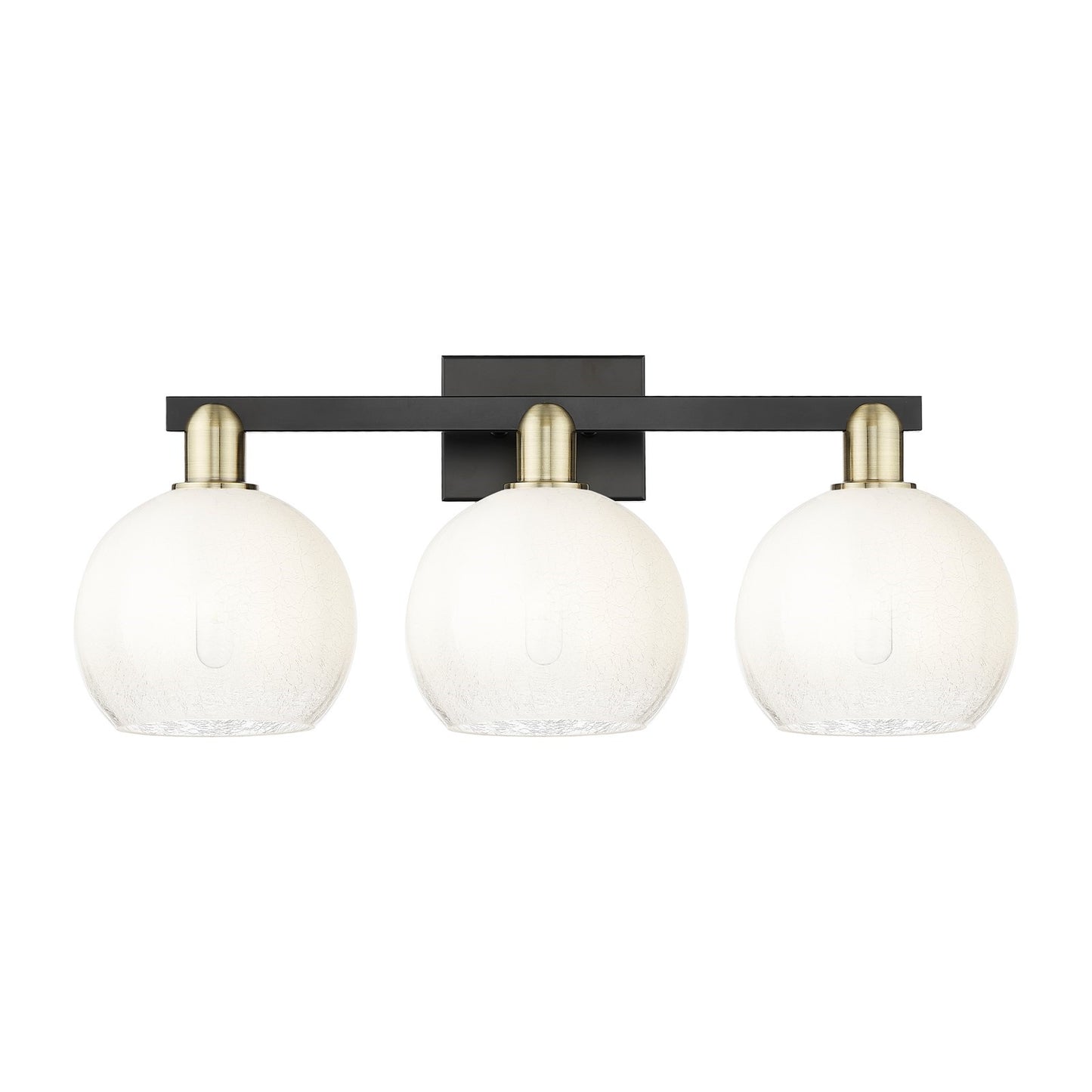 Innovations Brookhaven Globe 27in 3-Light Bath Vanity Light | Industrial Black Antique Brass and Opal Glass | Bathroom Vanity | Model 716-3W-BAB-G483-8OP