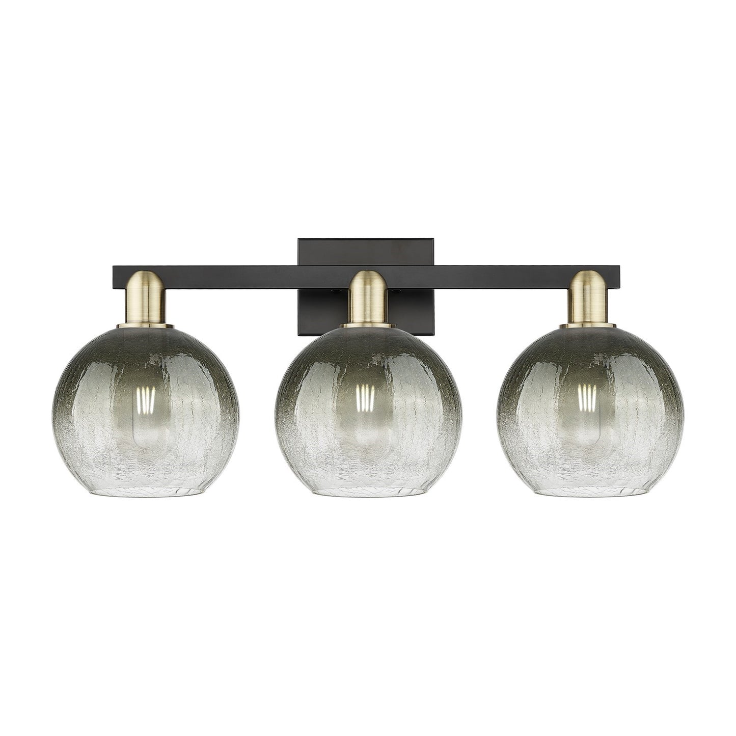 Innovations Brookhaven Globe 27in 3-Light Bath Vanity Light | Industrial Black Antique Brass and Slate Glass | Bathroom Vanity | Model 716-3W-BAB-G483-8SL