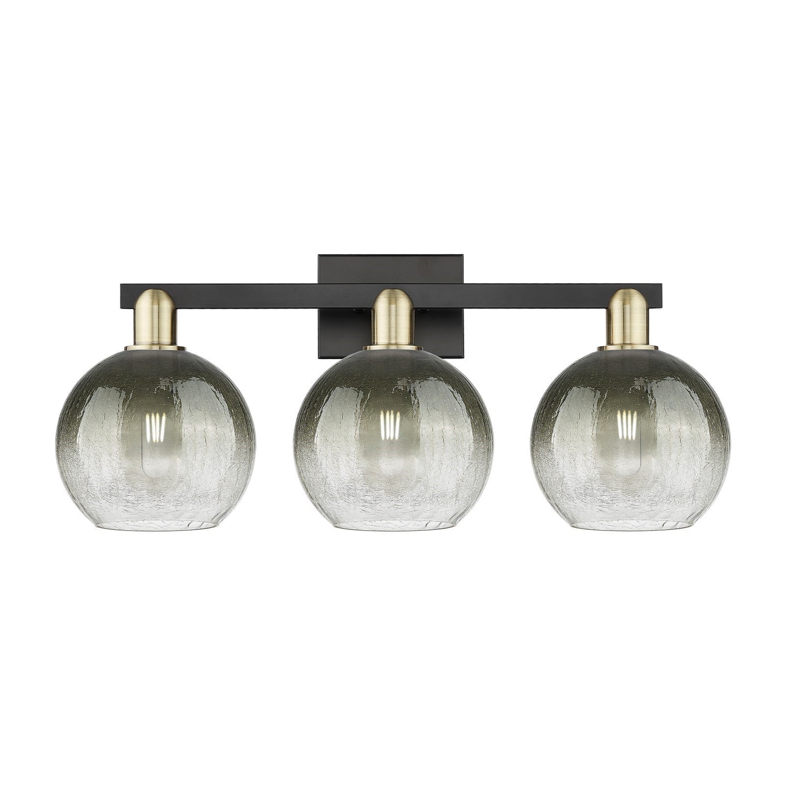 Innovations Brookhaven Globe 27in 3-Light Bath Vanity Light | Industrial Black Antique Brass and Slate Glass | Bathroom Vanity | Model 716-3W-BAB-G483-8SL