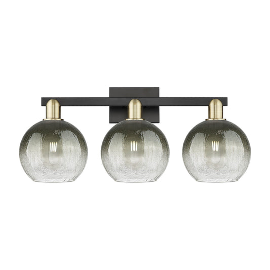 Innovations Brookhaven Globe 27in 3-Light Bath Vanity Light | Industrial Black Antique Brass and Slate Glass | Bathroom Vanity | Model 716-3W-BAB-G483-8SL