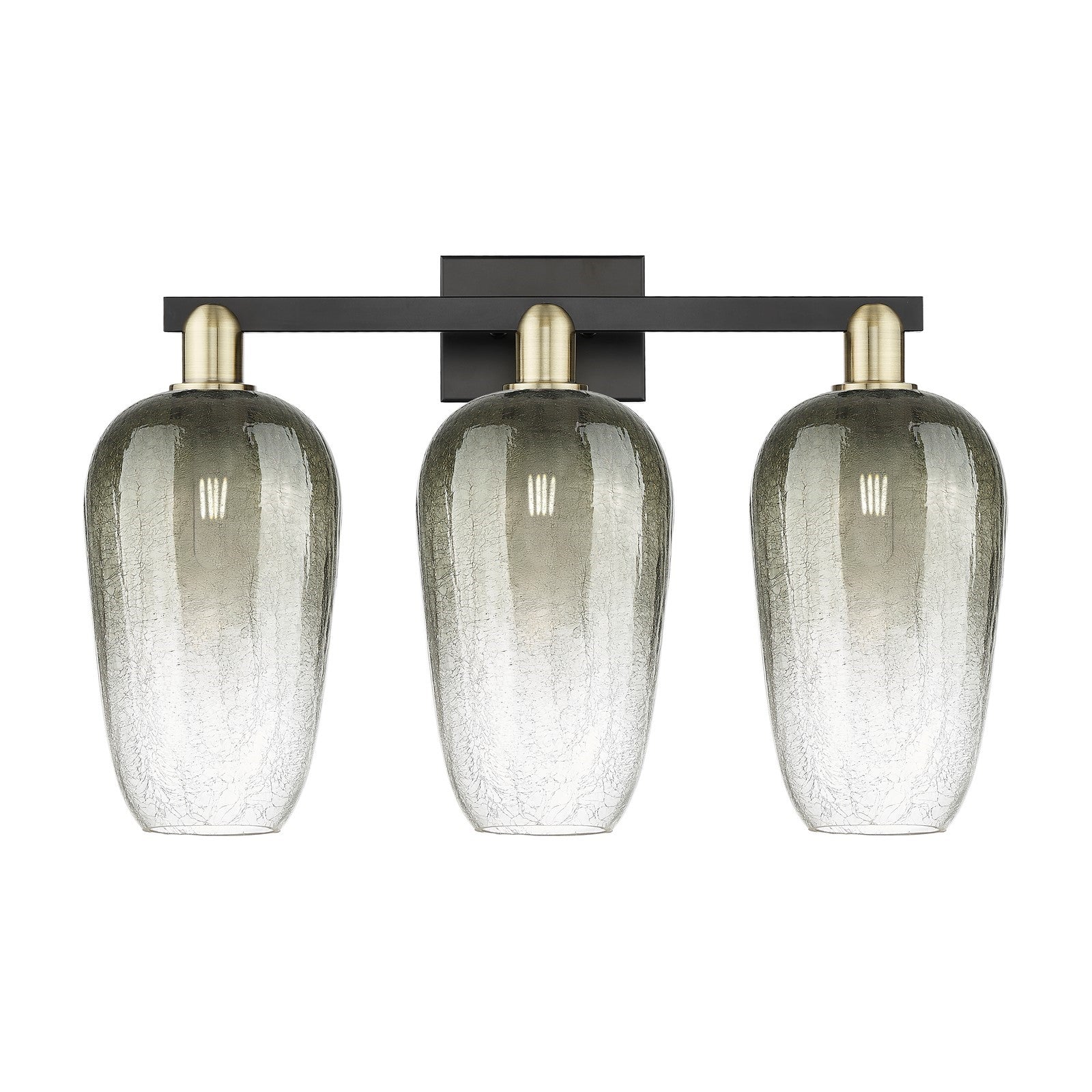 Innovations Brookhaven Flute 26in 3-Light Bath Vanity Light | Industrial Black Antique Brass and Slate Glass | Damp-Rated | Model 716-3W-BAB-G484-7SL