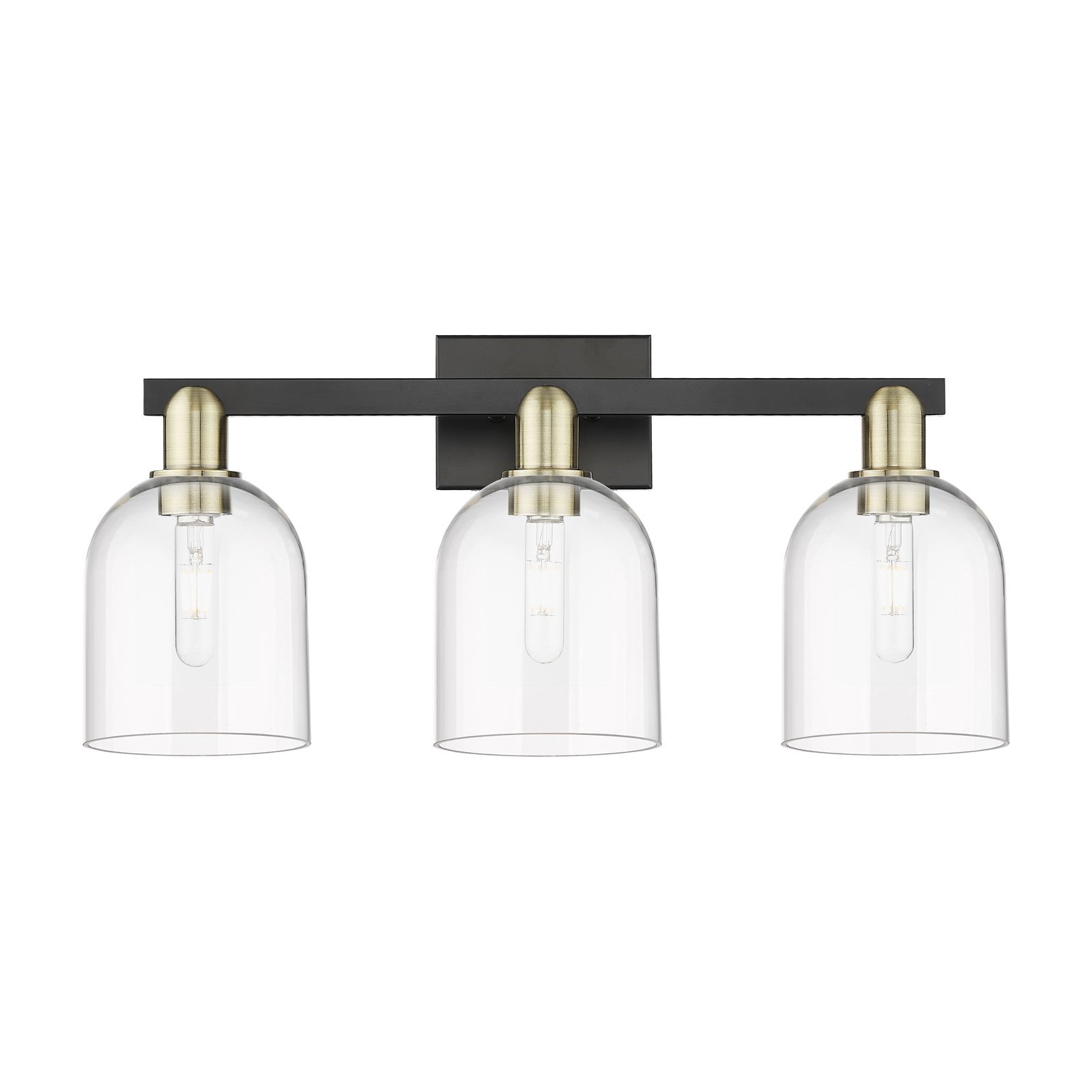 Innovations Bella 25in 3-Light Bath Vanity Light | Industrial Black Antique Brass and Clear Glass | Bathroom Vanity | 24.5 x | Model 716-3W-BAB-G558-6CL
