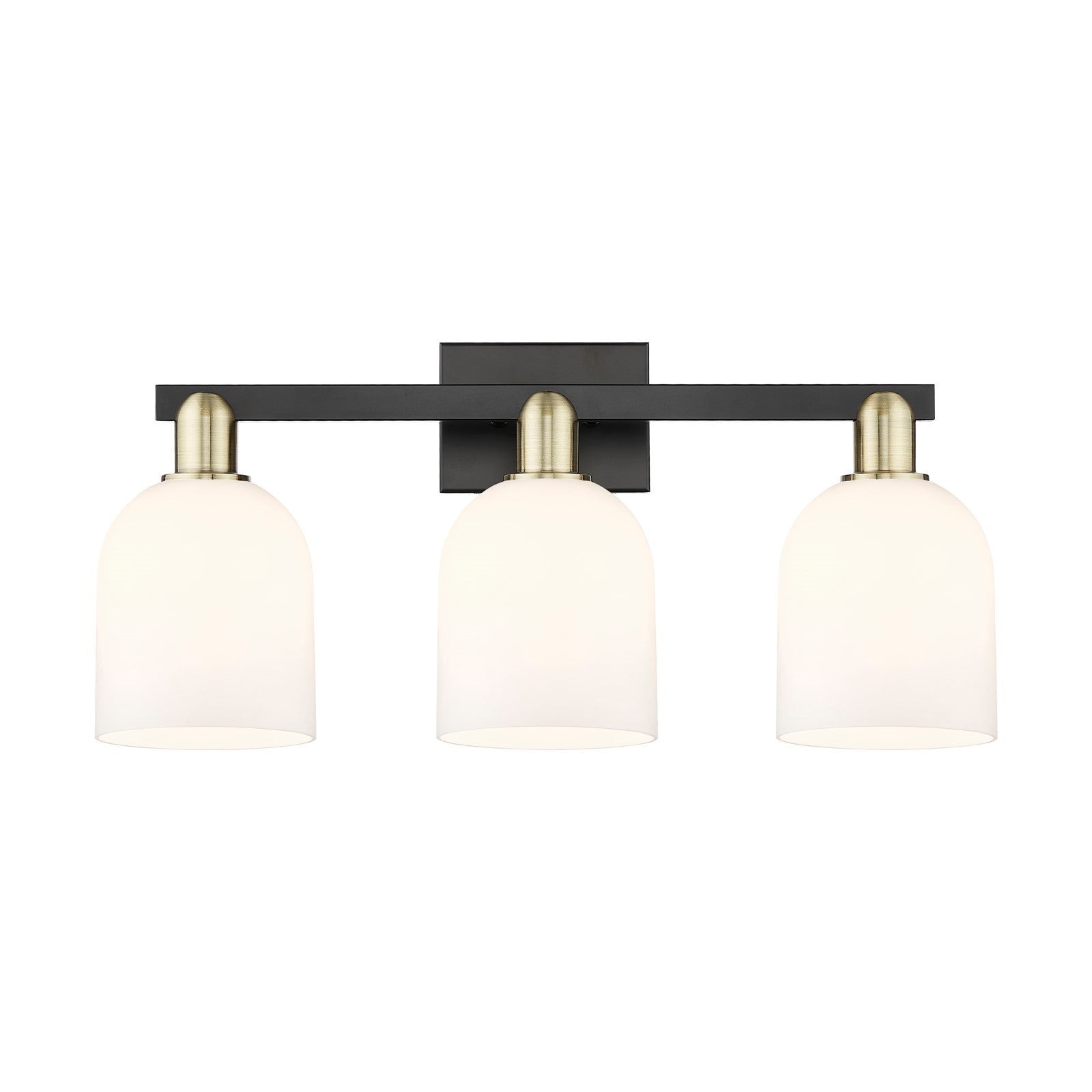 Innovations Bella 25in 3-Light Bath Vanity Light | Industrial Black Antique Brass and White Glass | Bathroom Vanity | 24.5 x | Model 716-3W-BAB-G558-6GWH