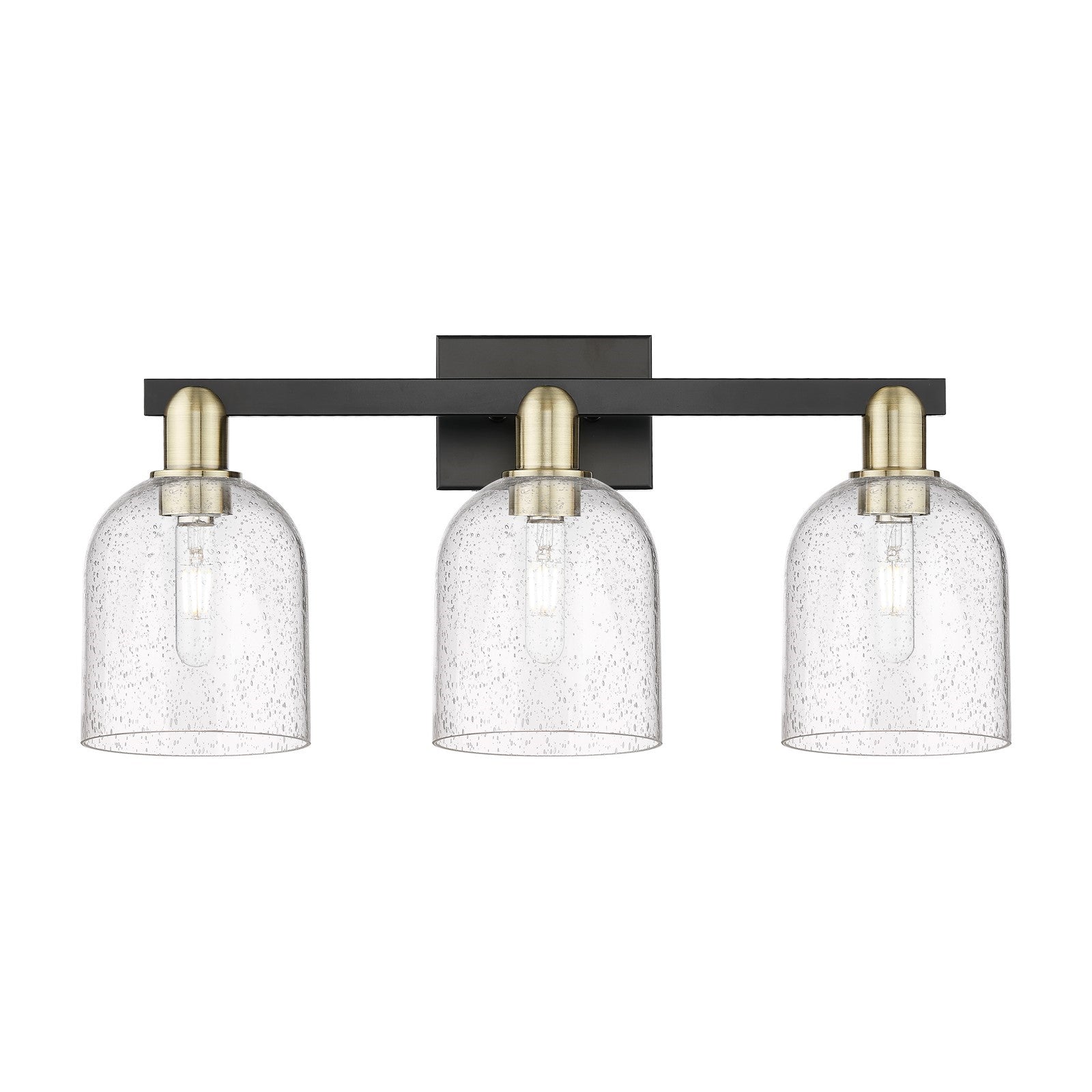 Innovations Bella 25in 3-Light Bath Vanity Light | Industrial Black Antique Brass and Seedy Glass | Bathroom Vanity | 24.5 x | Model 716-3W-BAB-G558-6SDY