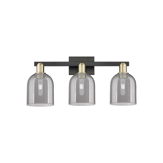 Innovations Bella 25in 3-Light Bath Vanity Light | Industrial Black Antique Brass and Light Smoke Glass | Bathroom Vanity | Model 716-3W-BAB-G558-6SM