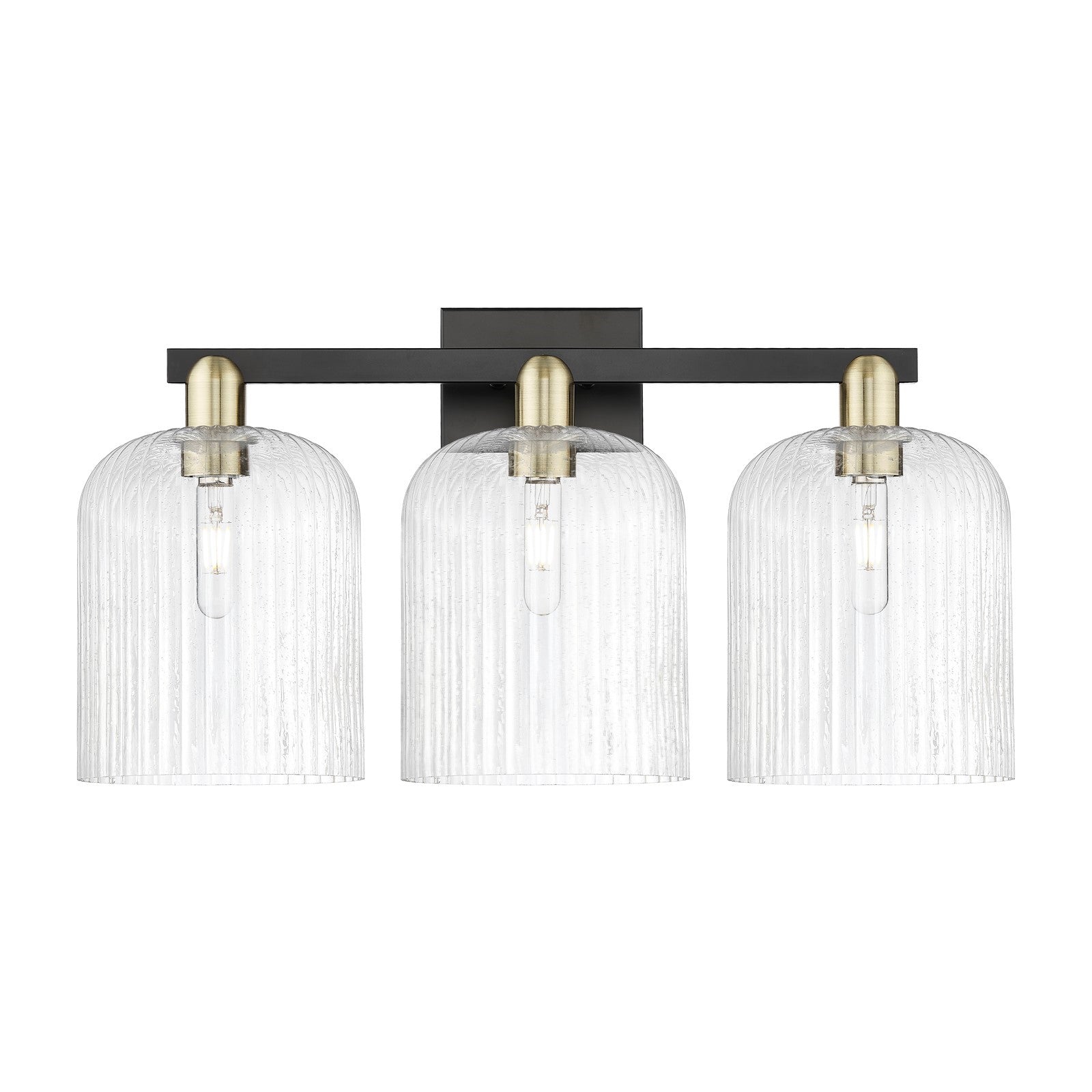 Innovations Bridal Veil 27in 3-Light Bath Vanity Light | Industrial Black Antique Brass and Seedy Glass | Bathroom Vanity | Model 716-3W-BAB-G559-8SDY