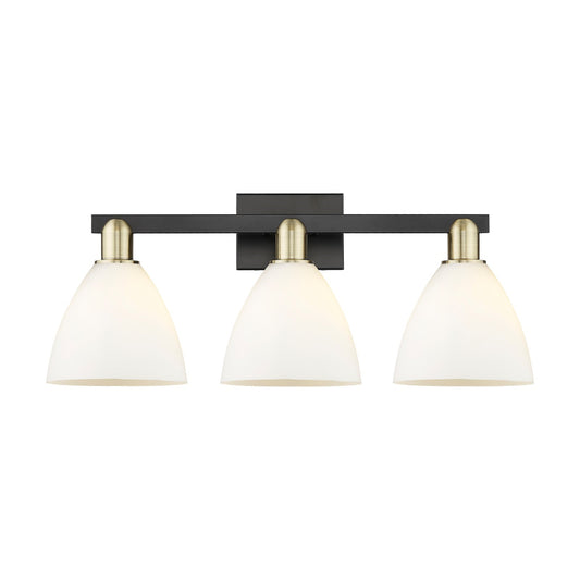Innovations Bristol 27in 3-Light Bath Vanity Light | Industrial Black Antique Brass and Matte White Glass | Bathroom Vanity | Model 716-3W-BAB-GBD-751