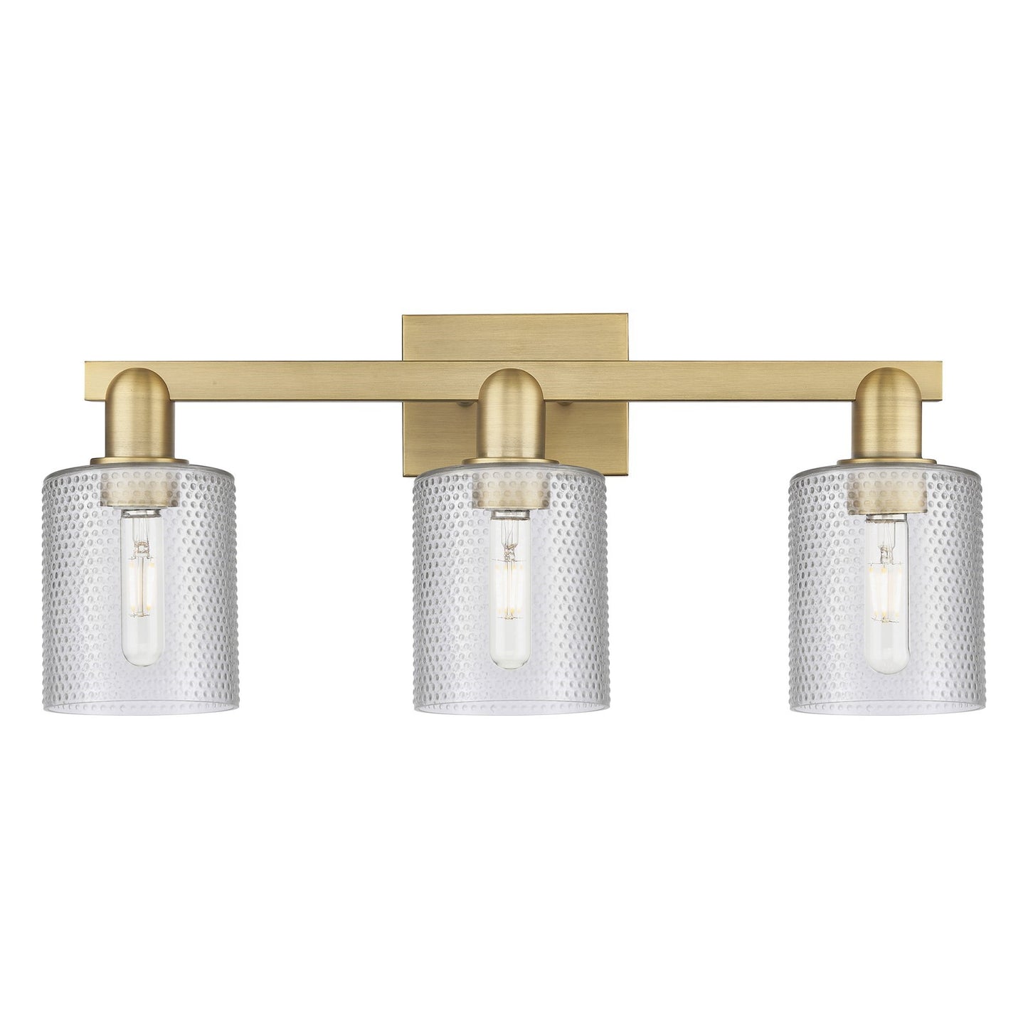 Innovations Cobbleskill 24in 3-Light Bath Vanity Light | Industrial Brushed Brass Steel and Clear Glass | Bathroom Vanity | 24 x | Model 716-3W-BB-G112