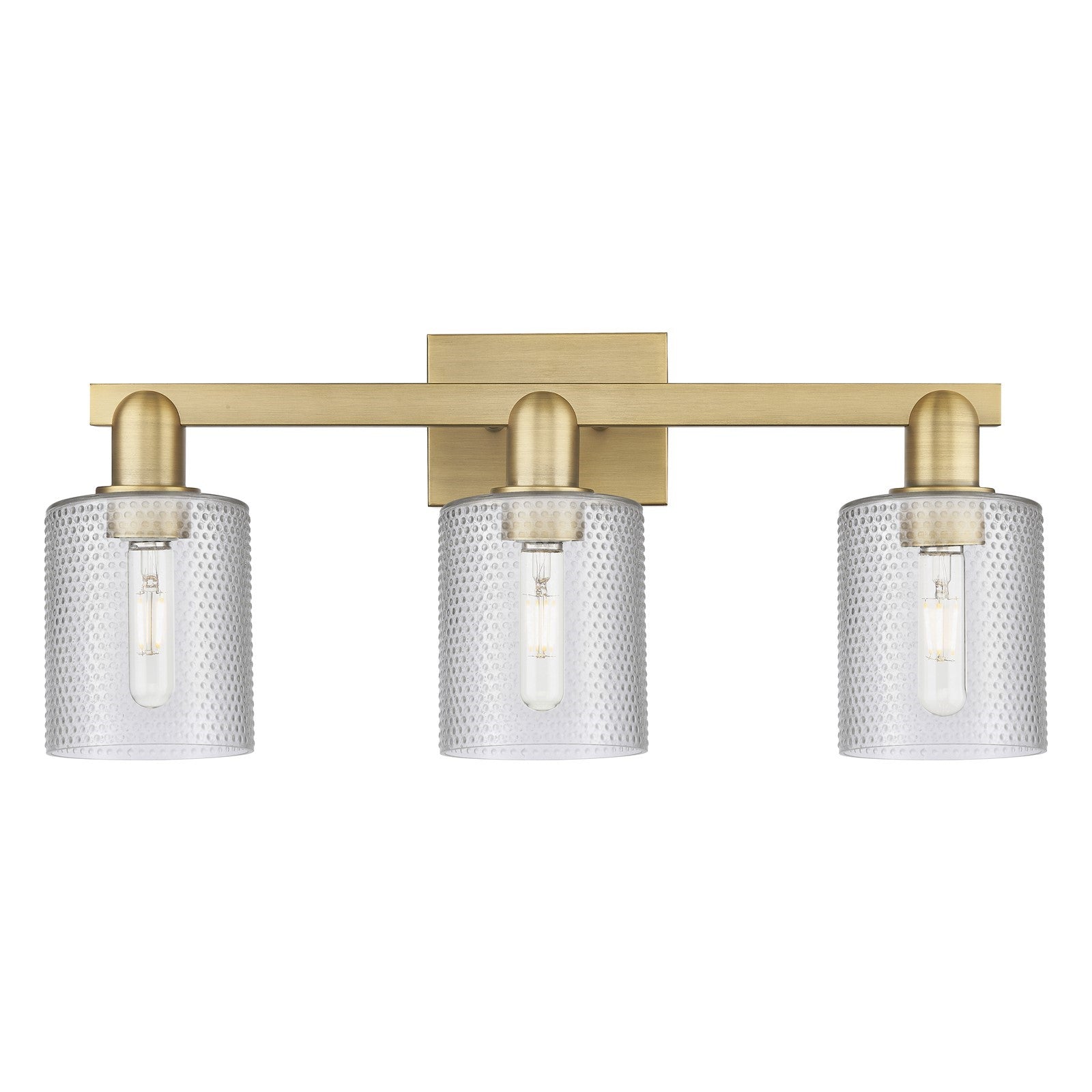 Innovations Cobbleskill 24in 3-Light Bath Vanity Light | Industrial Brushed Brass Steel and Clear Glass | Bathroom Vanity | 24 x | Model 716-3W-BB-G112