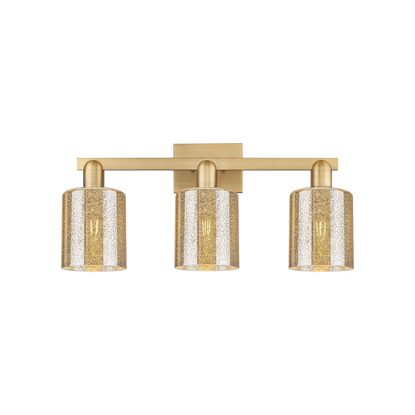 Innovations Cobbleskill 24in 3-Light Bath Vanity Light | Industrial Brushed Brass and Mercury Glass | Bathroom Vanity | 24 x 10.75 | Model 716-3W-BB-G116