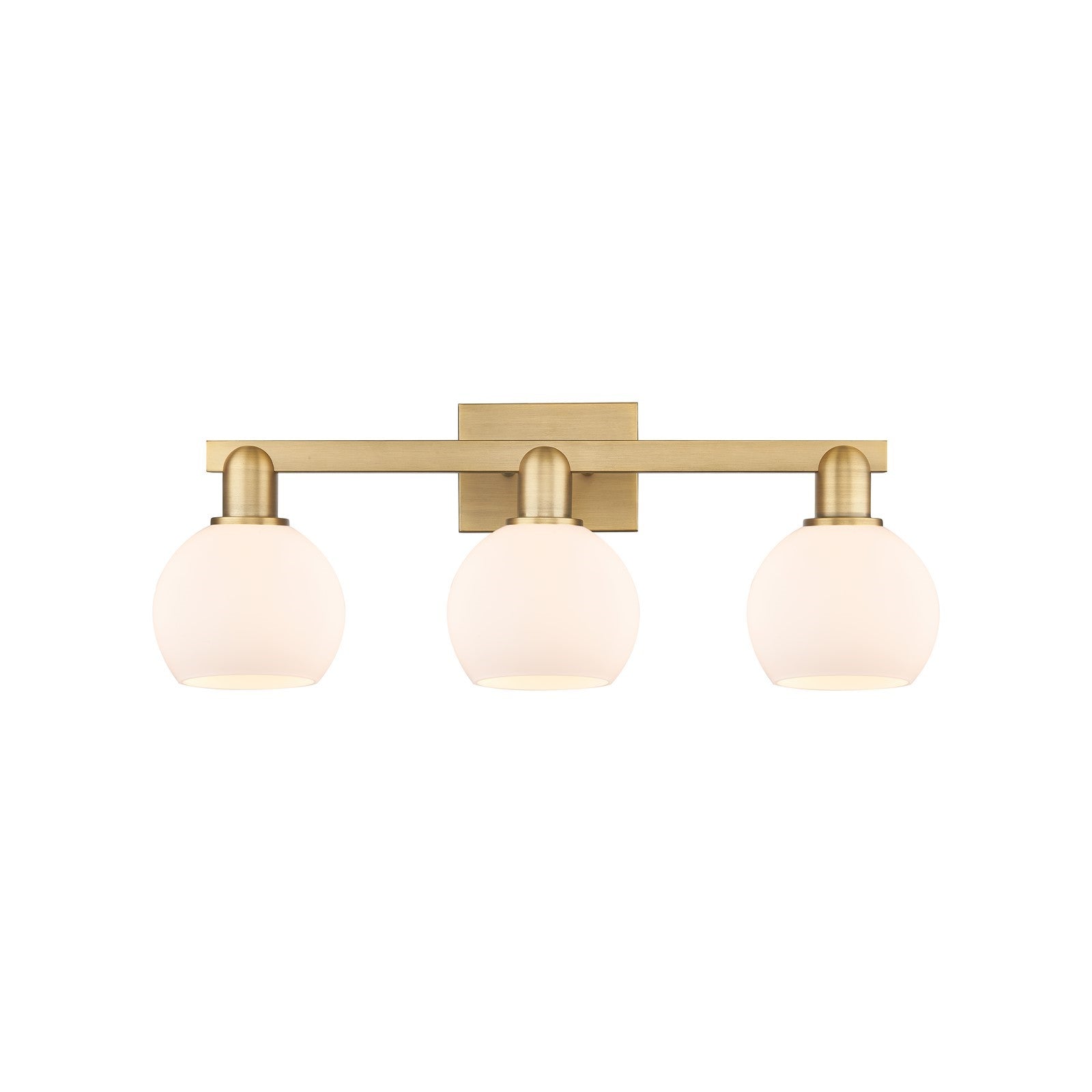 Innovations Athens 25in 3-Light Bath Vanity Light | Industrial Brushed Brass Steel and Matte White Glass | Bathroom Vanity | Model 716-3W-BB-G121-6