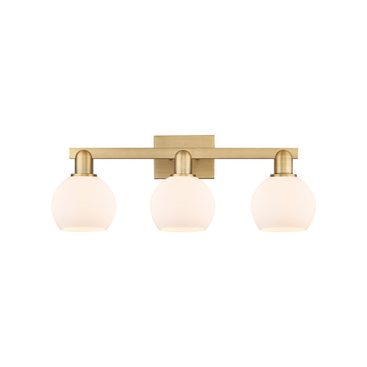 Innovations Athens 25in 3-Light Bath Vanity Light | Industrial Brushed Brass Steel and Matte White Glass | Bathroom Vanity | Model 716-3W-BB-G121-6