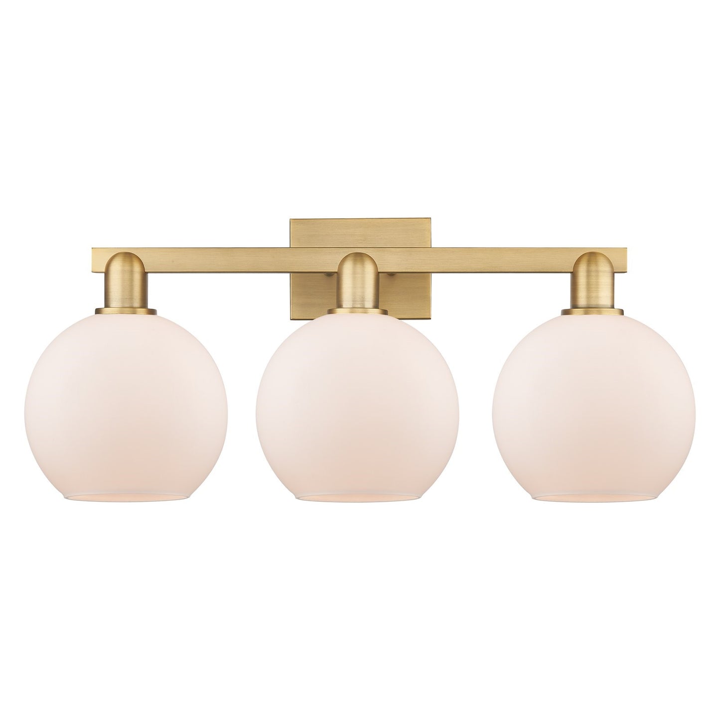Innovations Athens 27in 3-Light Bath Vanity Light | Industrial Brushed Brass and Matte White Glass | Bathroom Vanity | 27 x 11.75 | Model 716-3W-BB-G121-8